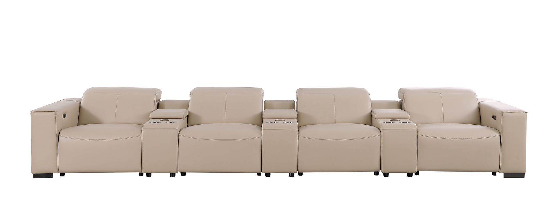 1208 - 7 Piece Leather Sofa With 4 Power Recliners And Power Headrests