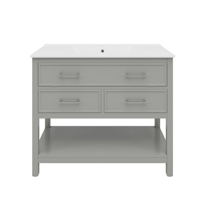 Bathroom Vanity With Ceramic Sink, Tip Out Tray & 2 Full Extension Drawers