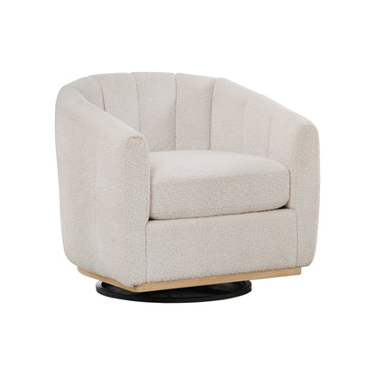 360 Degrees Swivel Upholstered Barrel Armchair For Living Room - Ivory