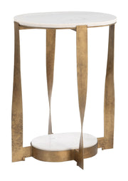Orion - Accent Table - White / Brass