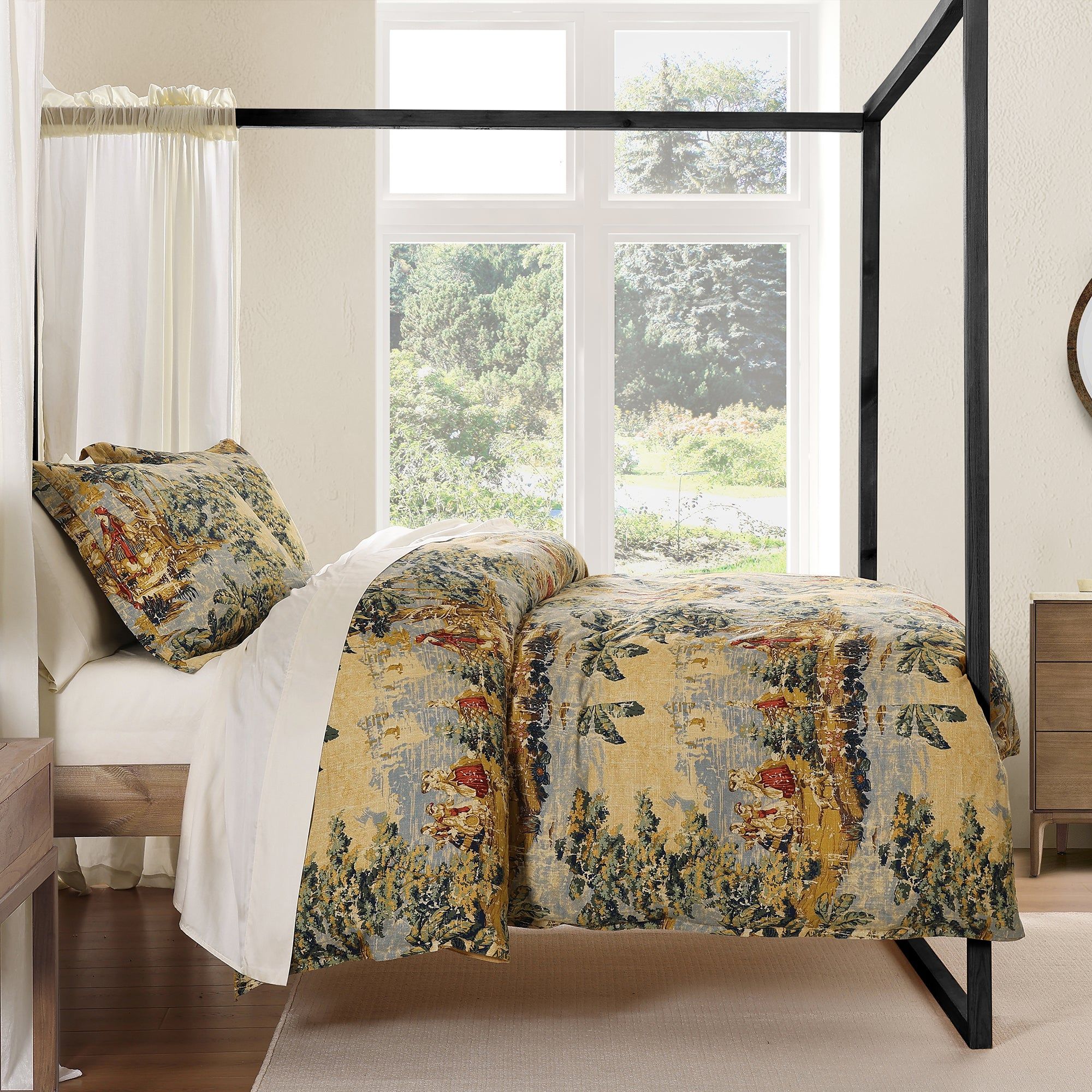 Provence - Queen Washed Linen Duvet Cover Set (Set of 3) - Multi Color