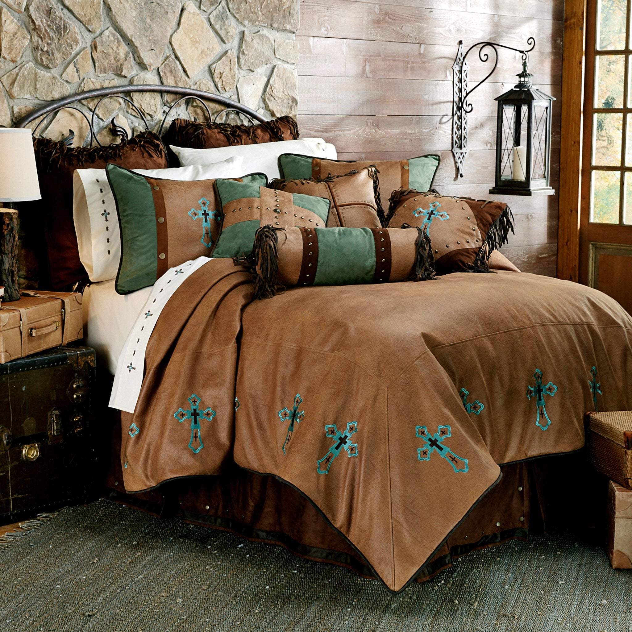 Las Cruces - King II Comforter Set (Set of 5) - Tan / Turquoise