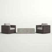 Outdoor Rattan Wicker Seating Set With Cushions 2 Person Patio Furniture - Espresso / Gray