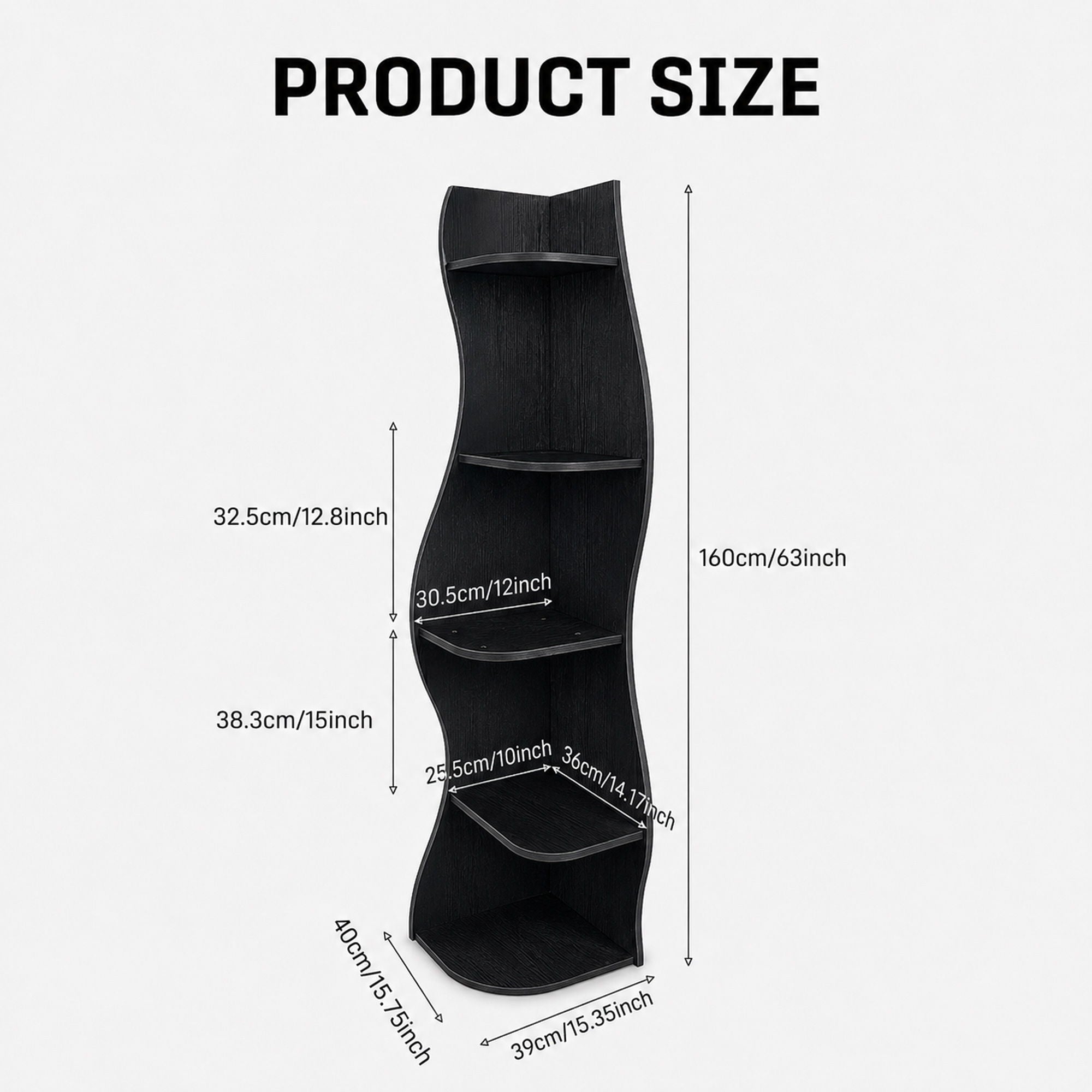 5 Tier S - Shaped Corner Shelf For Living Room