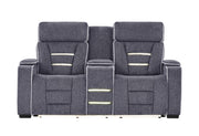 U1895 - P2 Console Reclining Loveseat With IS And LED - Dark Gray
