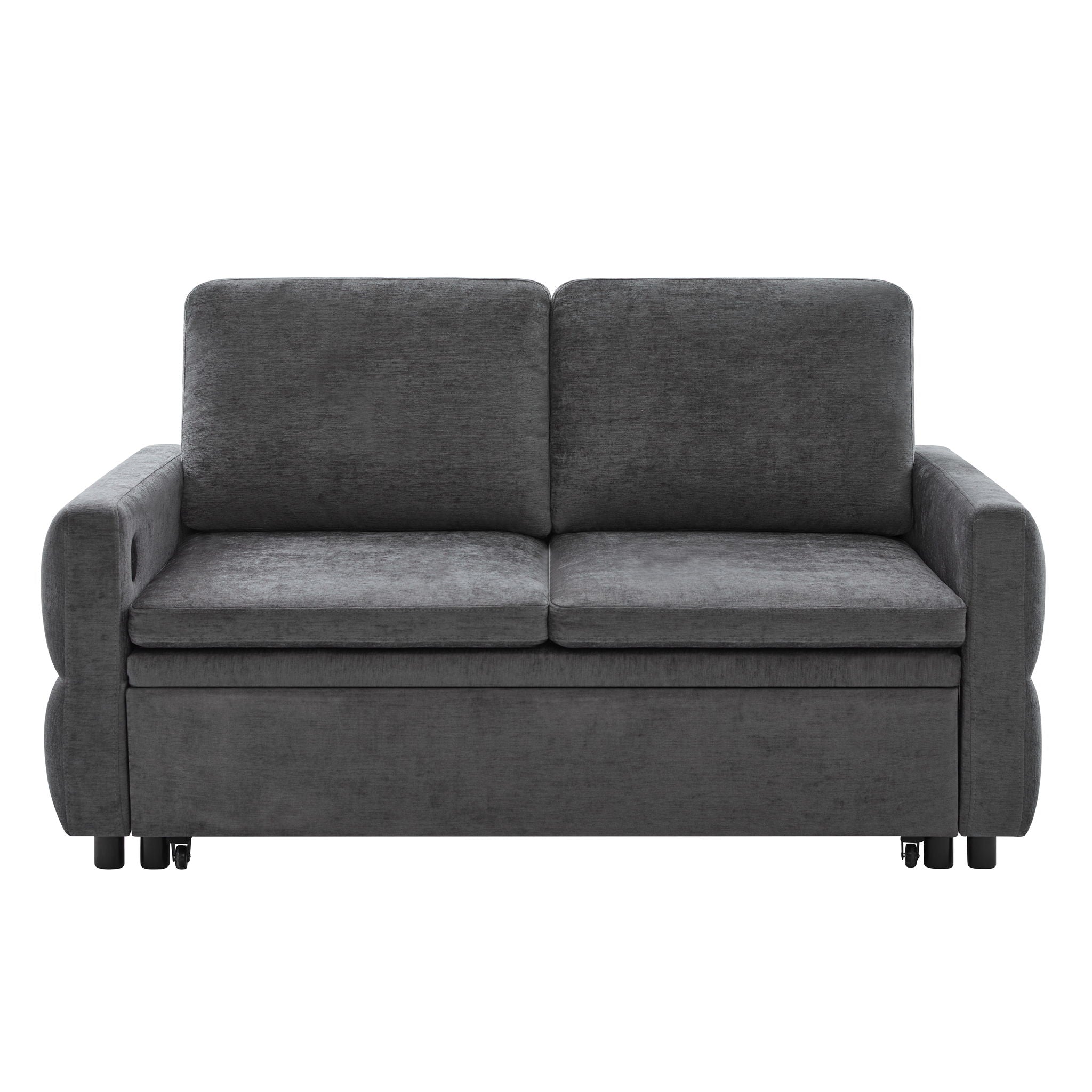 Convertible Sofa Bed Loveseat With Adjustable Backrest And USB Ports