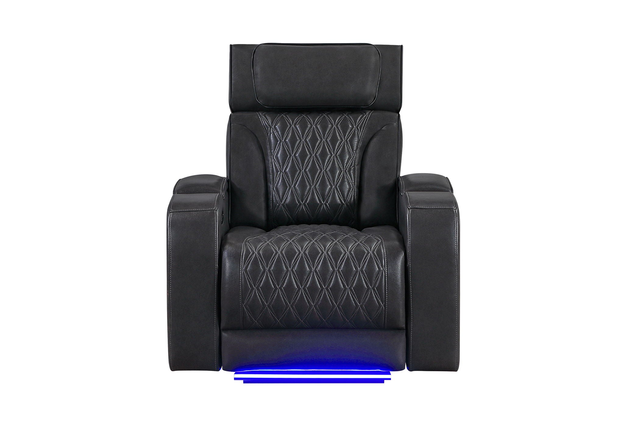 U8611 - Power Recliner With Power Headrest And LED - Charcoal