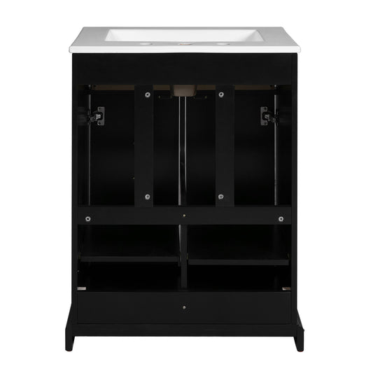Bathroom Vanity With Drawer And Soft-Closing Doors, Sink Storage Cabinet For Small Spaces - Black
