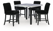 Mervannie - 5 Pc. - Counter Height Dining Table And 4 Barstools - Gray / Black