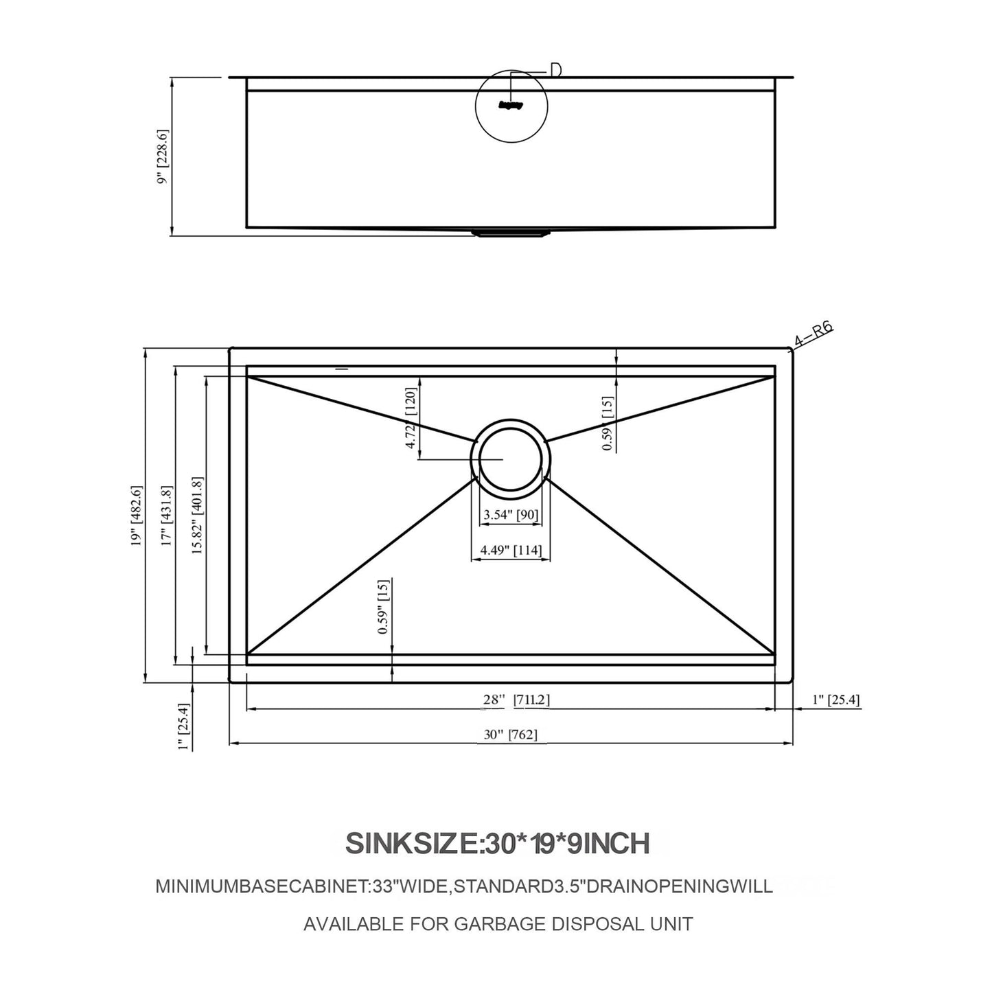 30" Undermount Kitchen Sink 16 Gauge Ledge Workstation - Brushed Nickel