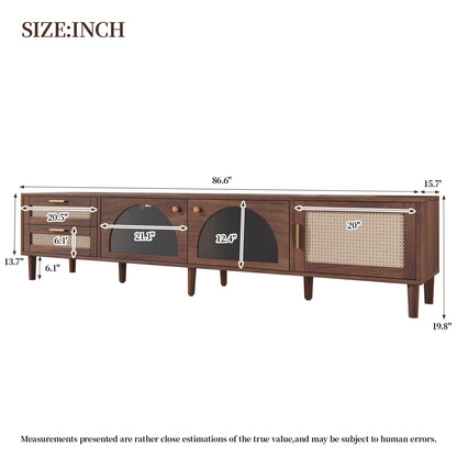 TV Stand With App-Controlled LED Lights, 2 Drawers & Door Storage