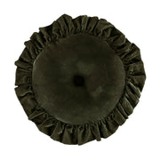 Stella - Faux Silk Velvet Ruffled Round Pillow - Fern Green