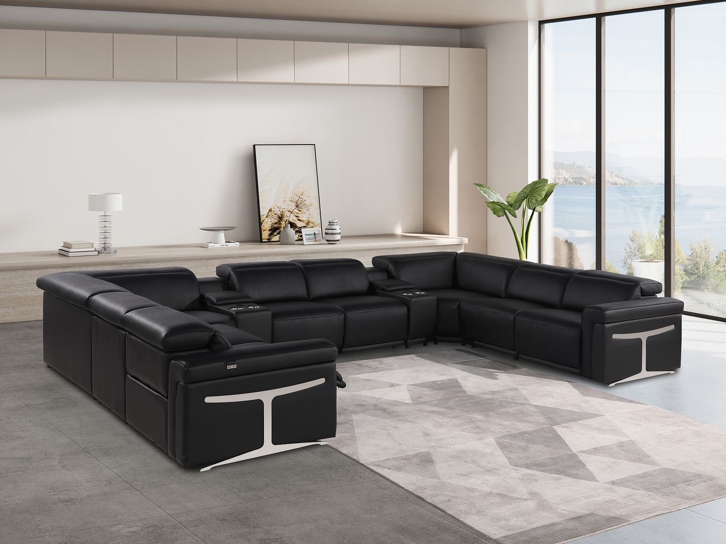 1126 - 10-Piece U-Shaped Sectional Sofa In With 4 Power Recliners & Power Headrests
