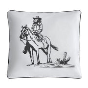 Ranch Life - Indoor/Outdoor Pillow Cowgirl - White / Black