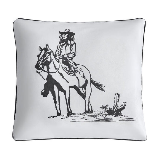 Ranch Life - Indoor/Outdoor Pillow Cowgirl, 2 Per Carton - White / Black