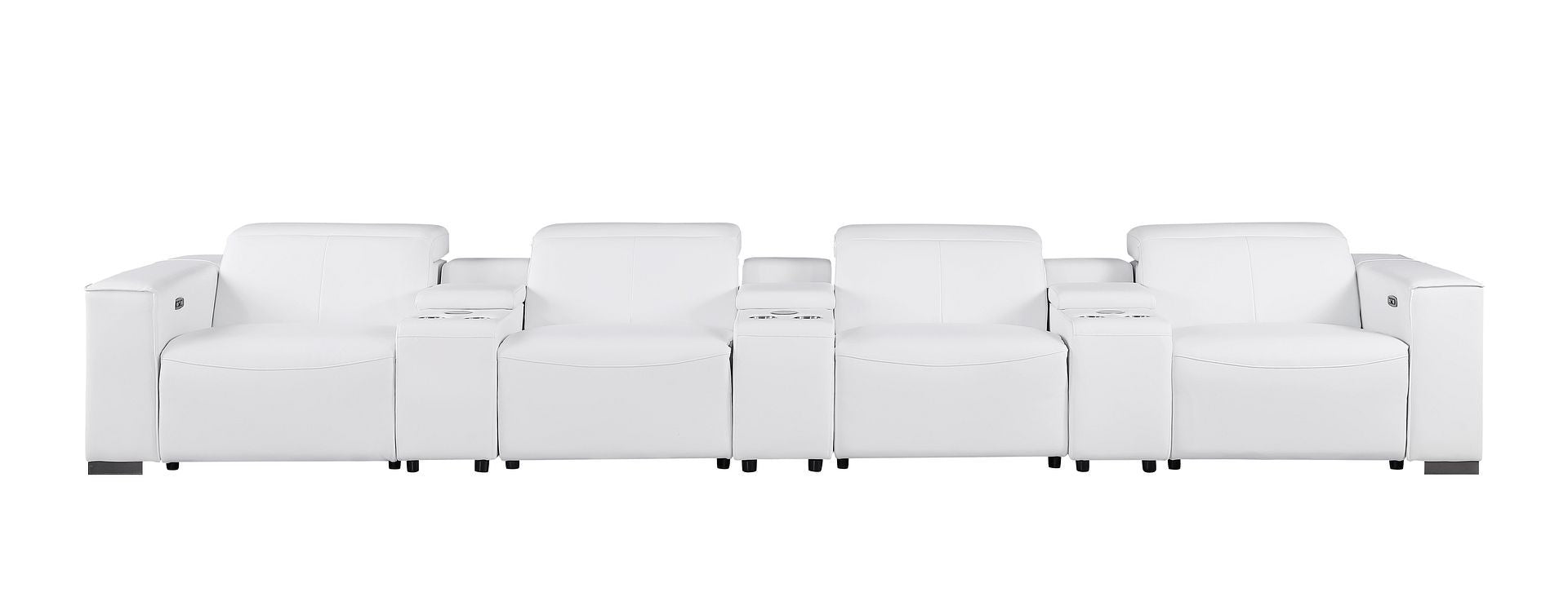 1208 - 7 Piece Leather Sofa With 4 Power Recliners And Power Headrests