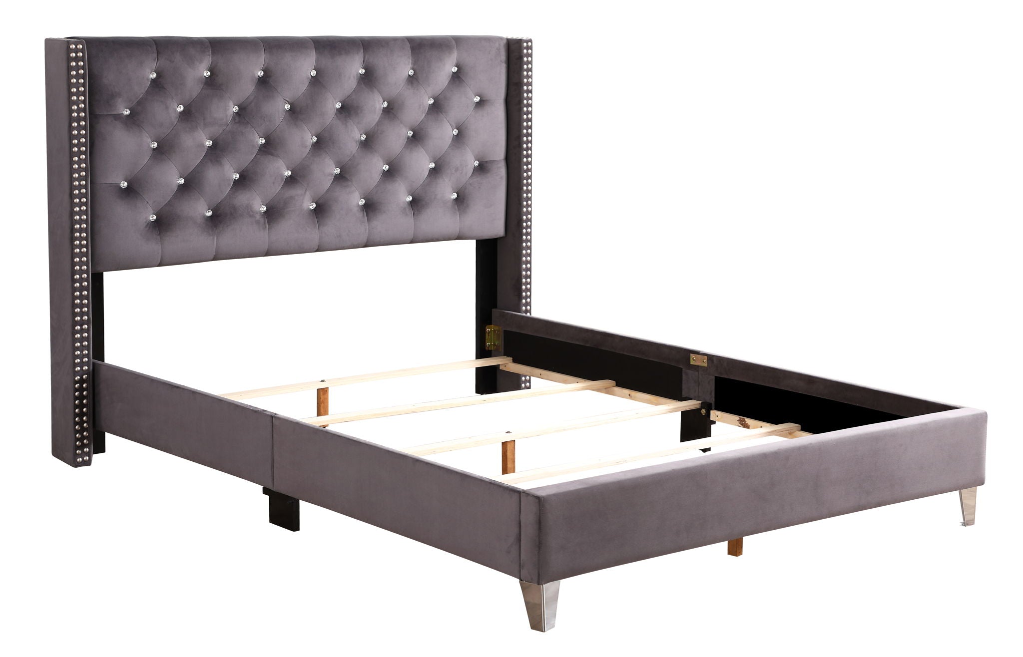 Glory Furniture - Julie - Faux Crystals Tufted Upholstered Bed