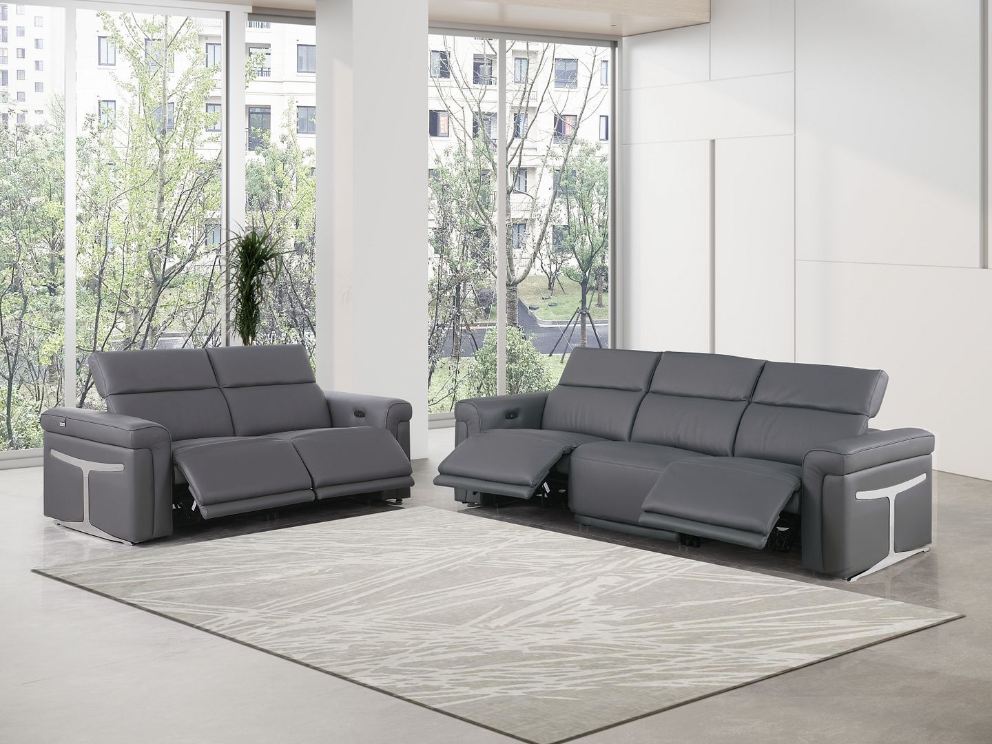1126 - 5-Piece Modular Power Reclining Sofa And Loveseat Set In With 4 Power Recliners & Power Headrests