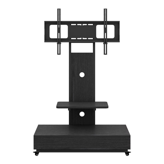 Mobile TV Cart With Push Pull Drawer, Lockable Wheels