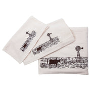 Jasper - Embroidered Windmill Landscape Towel Set (Set of 3) - Cream
