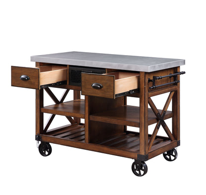 Kailey - Kitchen Cart - Antique Oak