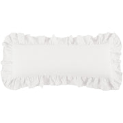 Luna - Washed Linen Ruffled Lumbar Pillow - White
