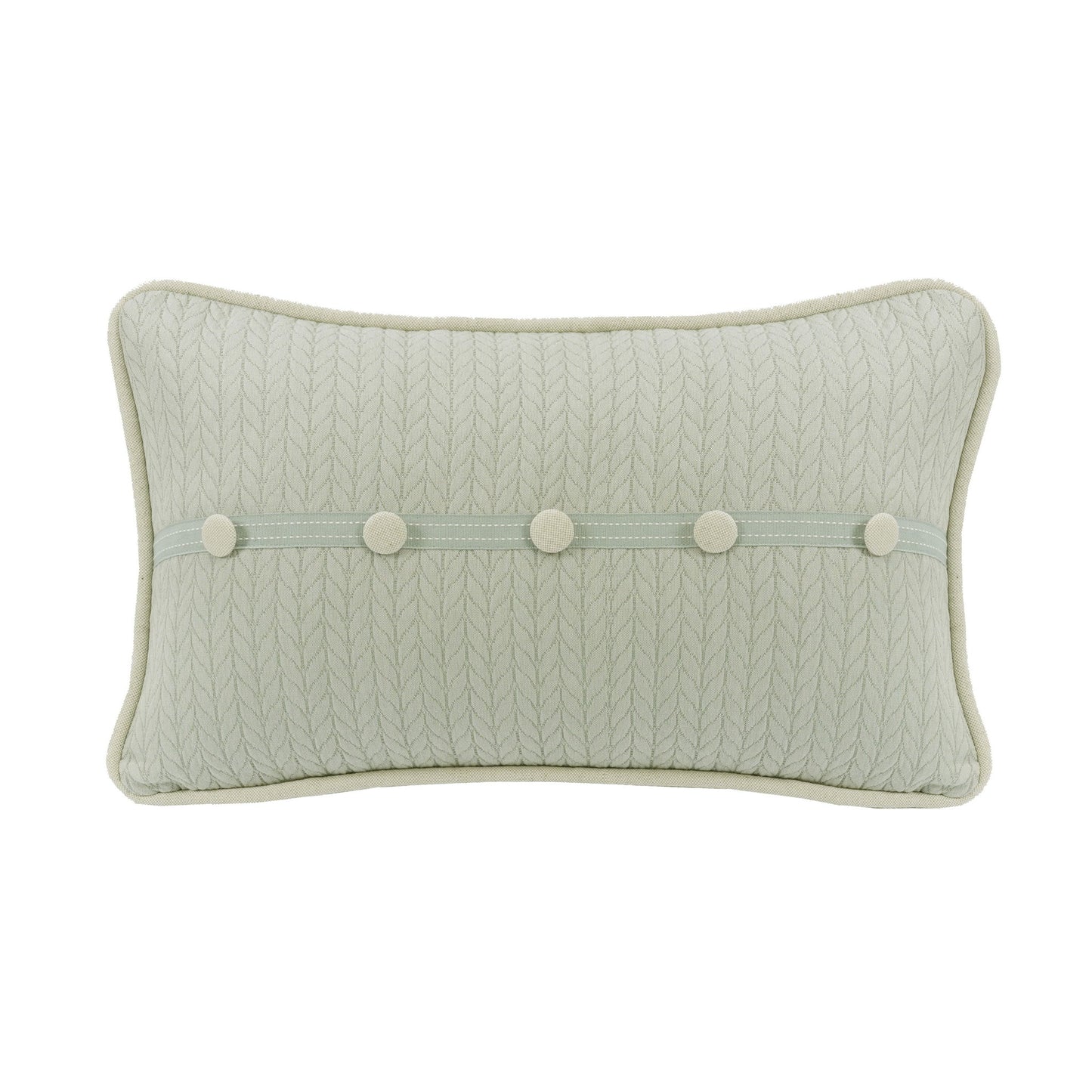 Belmont - Decorative Trim Accent Buttoned Pillow - Green