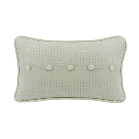 Belmont - Decorative Trim Accent Buttoned Pillow - Green