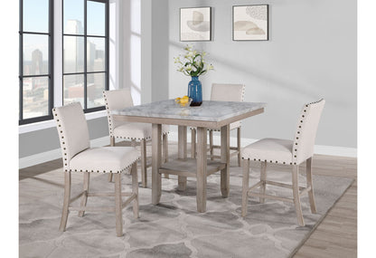 D4010 Bar Table Natural And Four D1622 Bar Stools - Natural / White