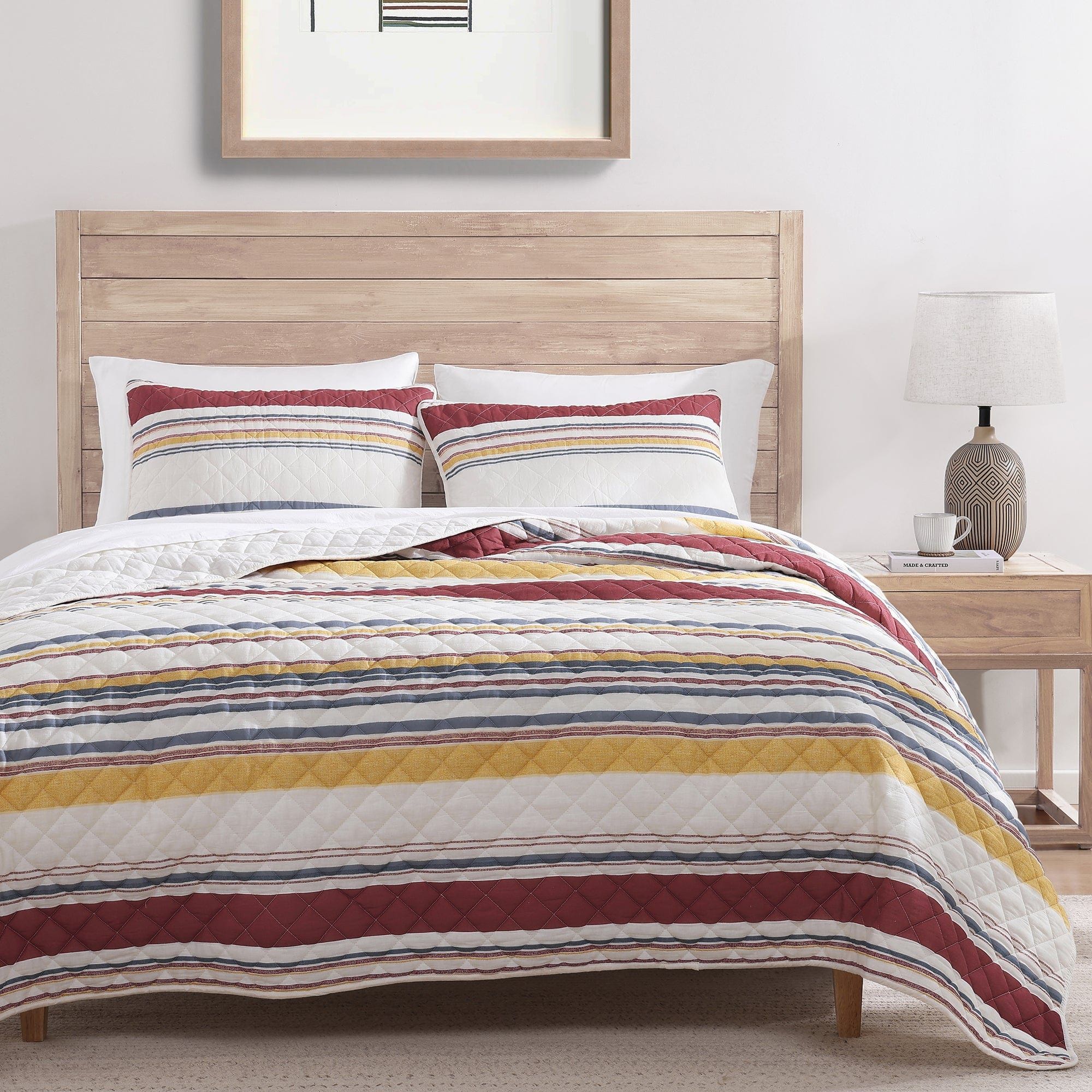 Mystic Stripe - Twin Cotton Gauze Quilt Set (Set of 2) - Merlot