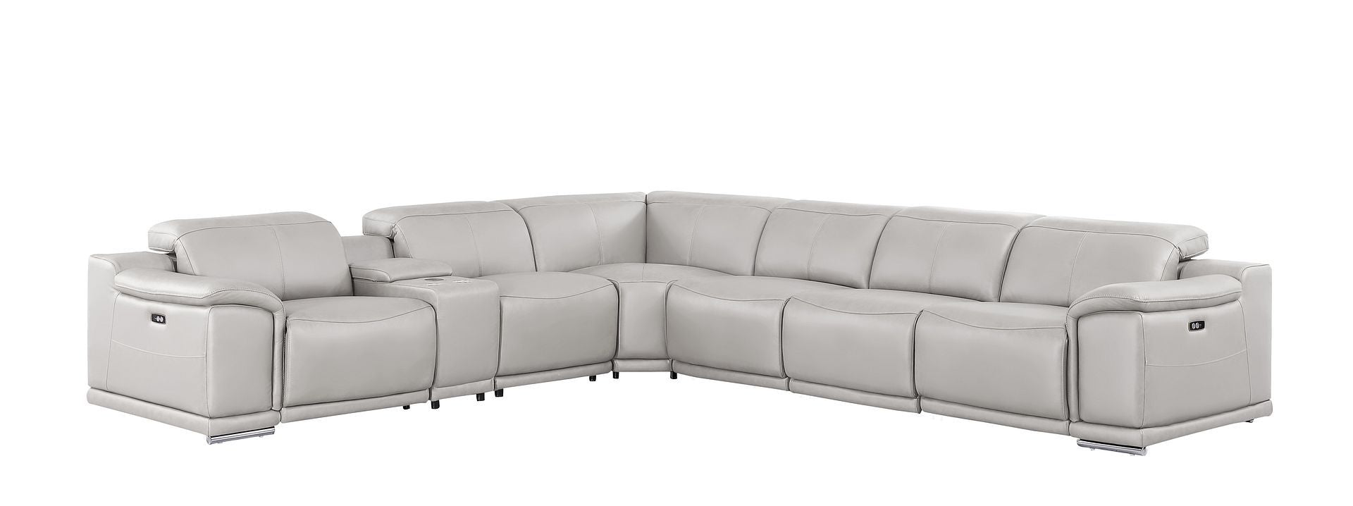 2679 - 7-Piece L-Shaped Power Reclining Sectional In Genuine Leather (3 Recliners)