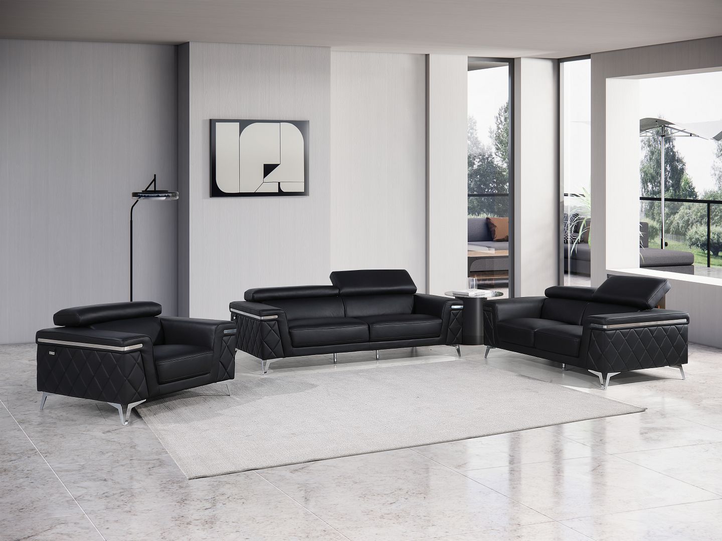 1140 - 3-Piece Sofa Set With Adjustable Headrest
