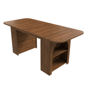 Dining Table With Drawers & Open Storage - Walnut