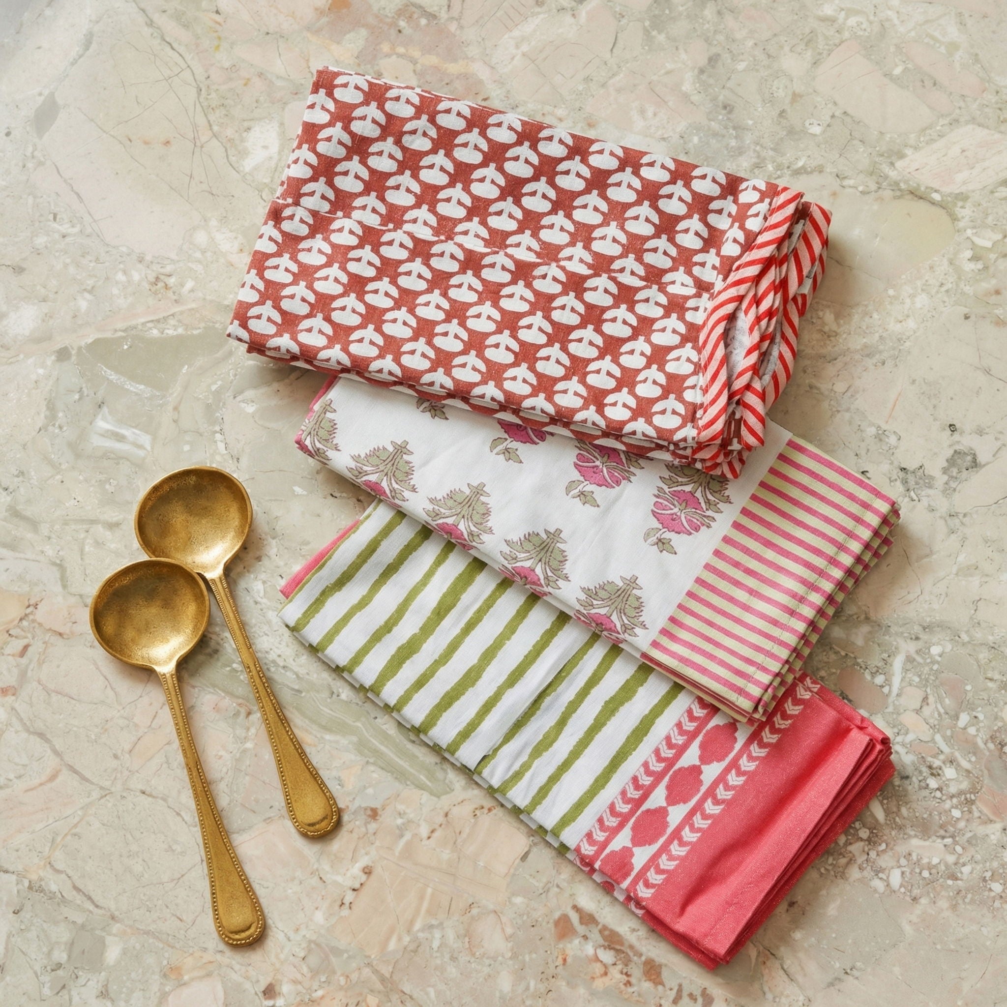 Crissy - Bamboo Cotton Canvas Printed Napkins (Set of 4) - Pink