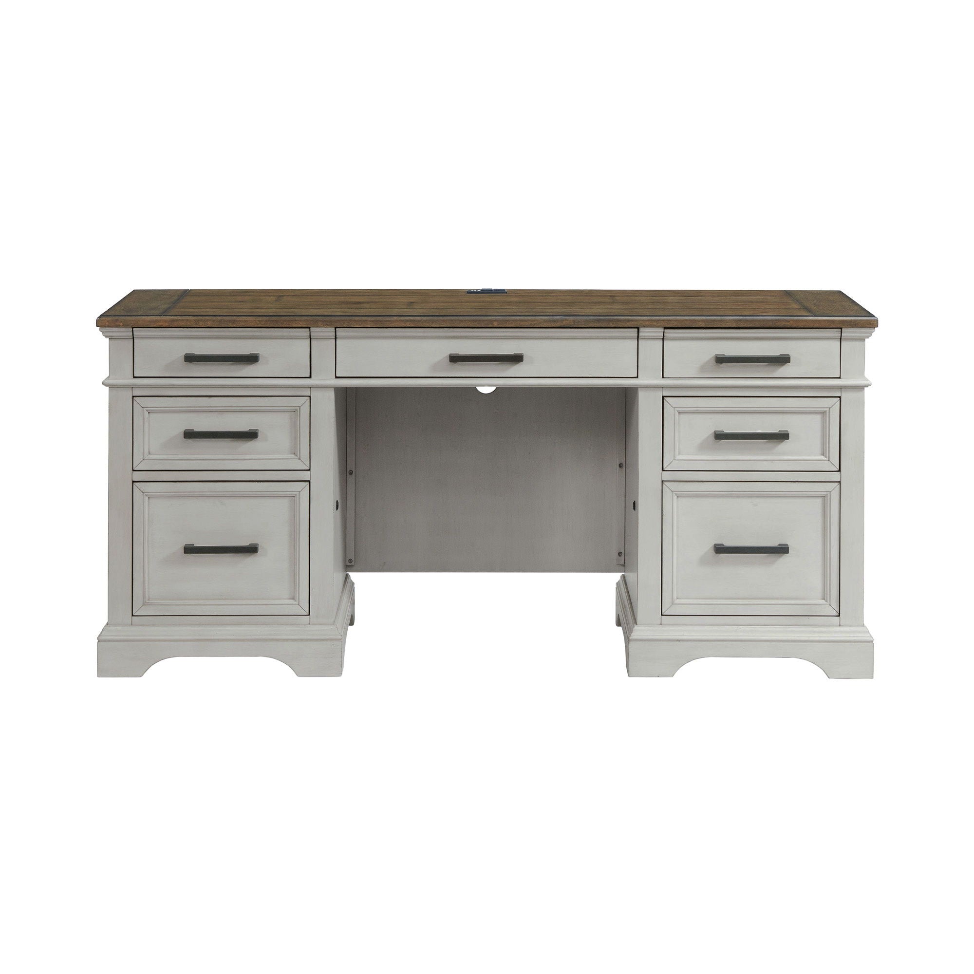 Drake - 66" Credenza - Rustic White / French Oak