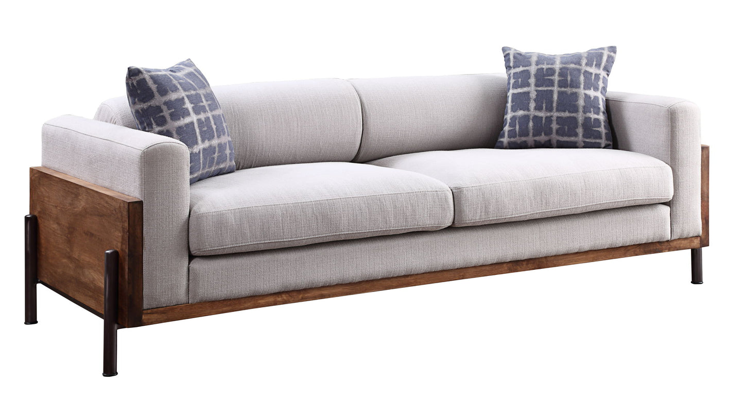 Pelton - Sofa With 2 Pillows - Fabric & Walnut
