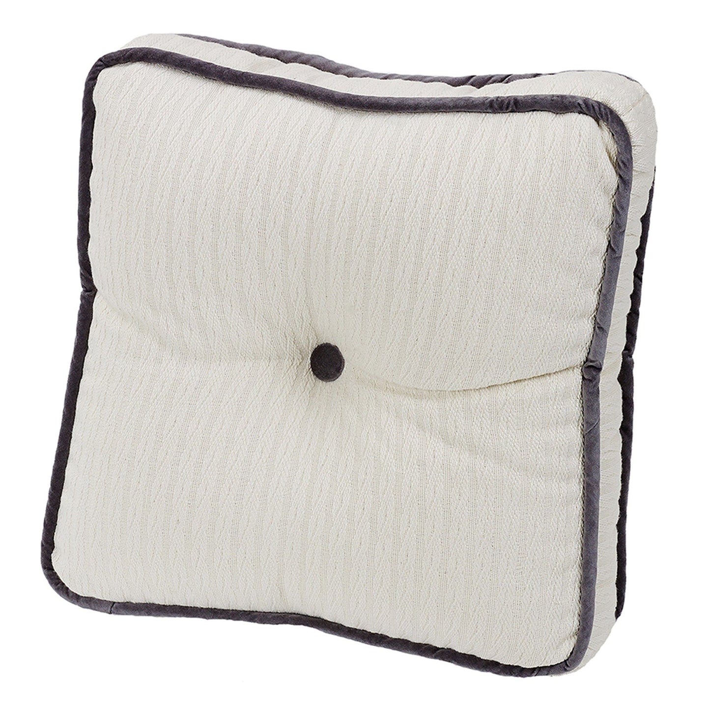 Whistler - Charcoal Velvet Trimmed Tufted Box Pillow - White
