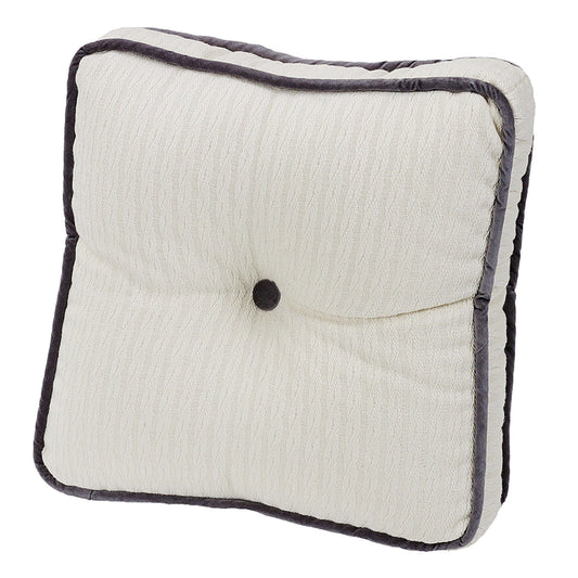 Whistler - Charcoal Velvet Trimmed Tufted Box Pillow - White