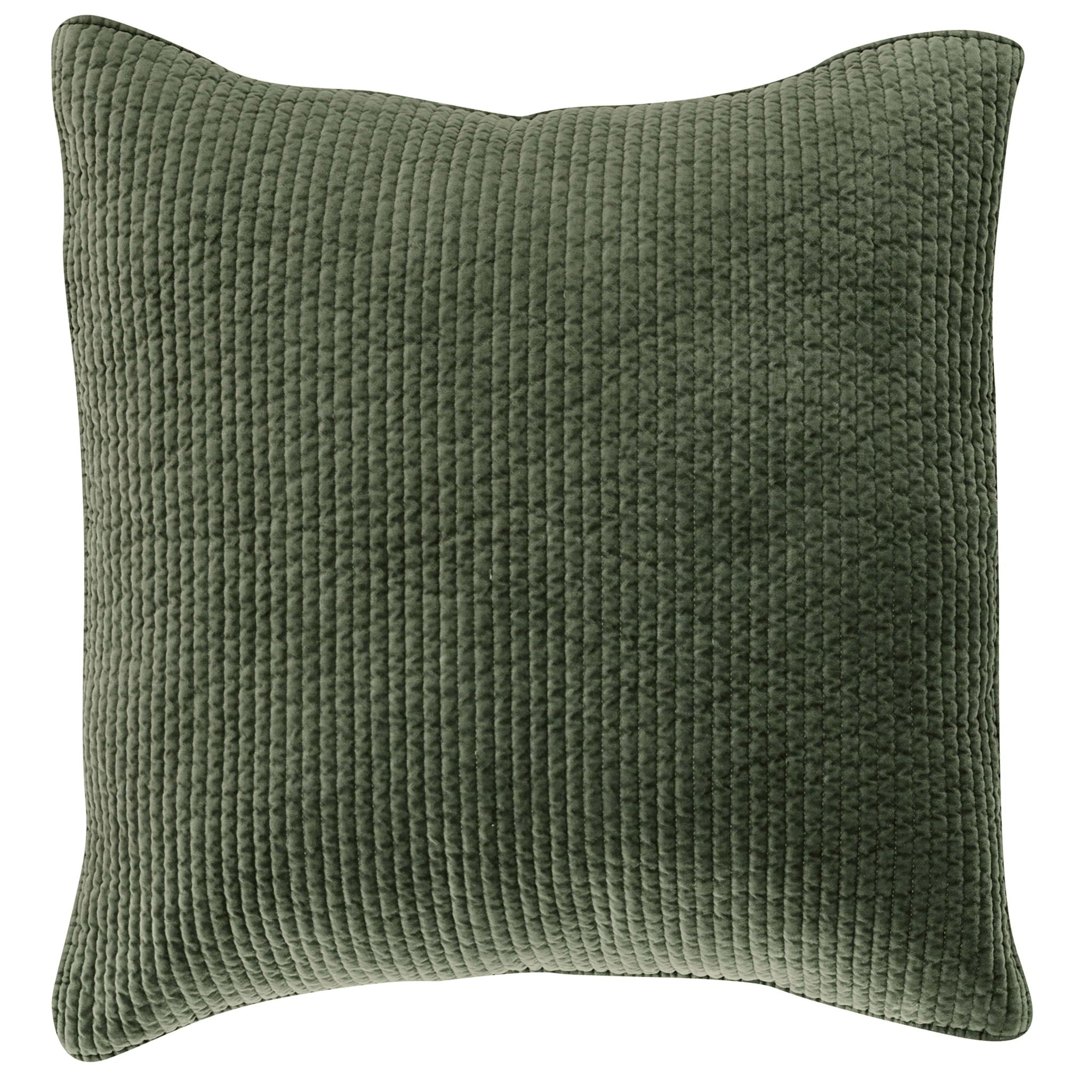 Stonewashed Cotton Velvet - Quilted Euro Sham - Fern Green