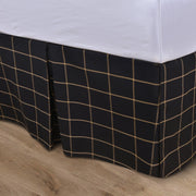 Ashbury - King Windowpane Plaid Tailored Bed Skirt - Black / Tan