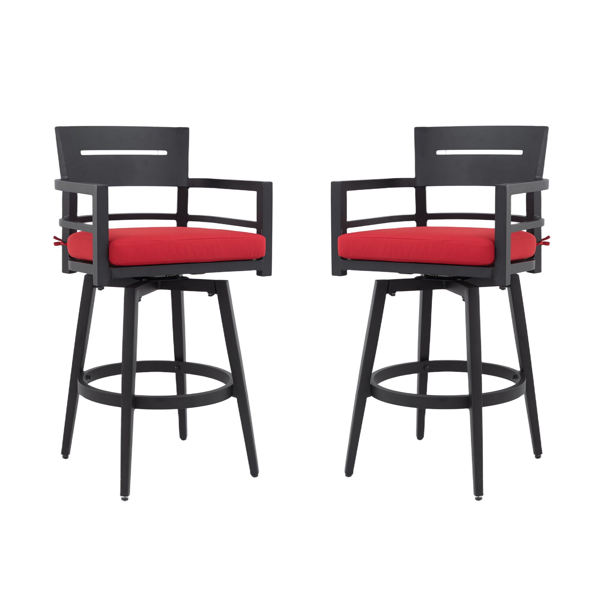Outdoor Swivel Bar Chairs, 360 Degree Rotation, Ergonomic Backrest (Set of 2)