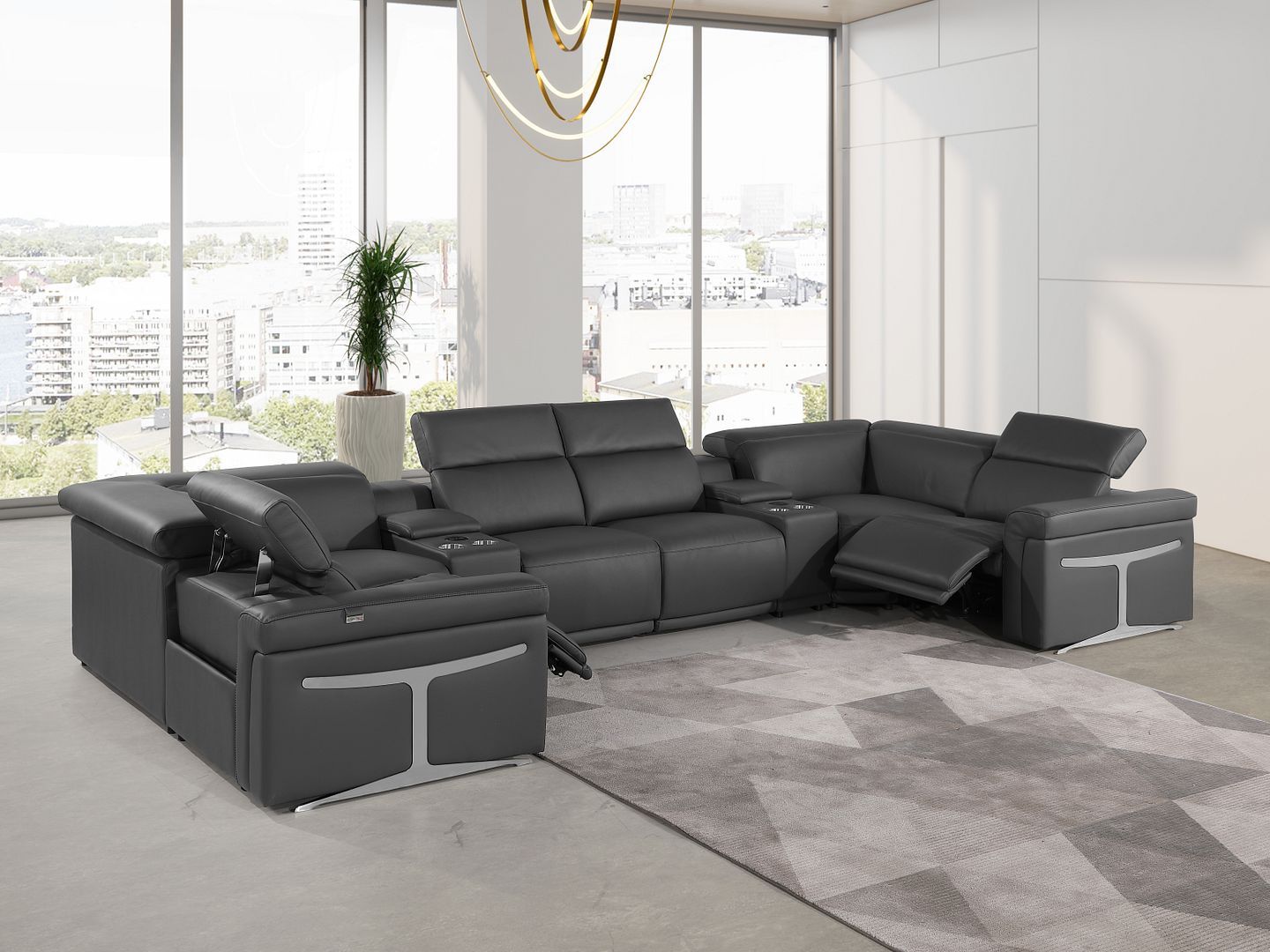 1126 - 8-Piece U-Shaped Sectional Sofa In With 2 Power Recliners & Power Headrests