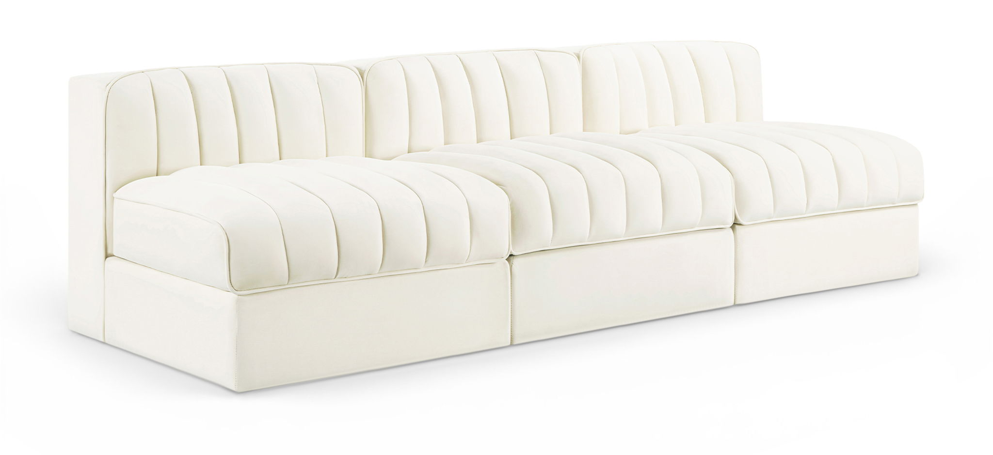 Rummi - Velvet Performance Fabric Upholstered 3 Piece Modular Armless Sofa