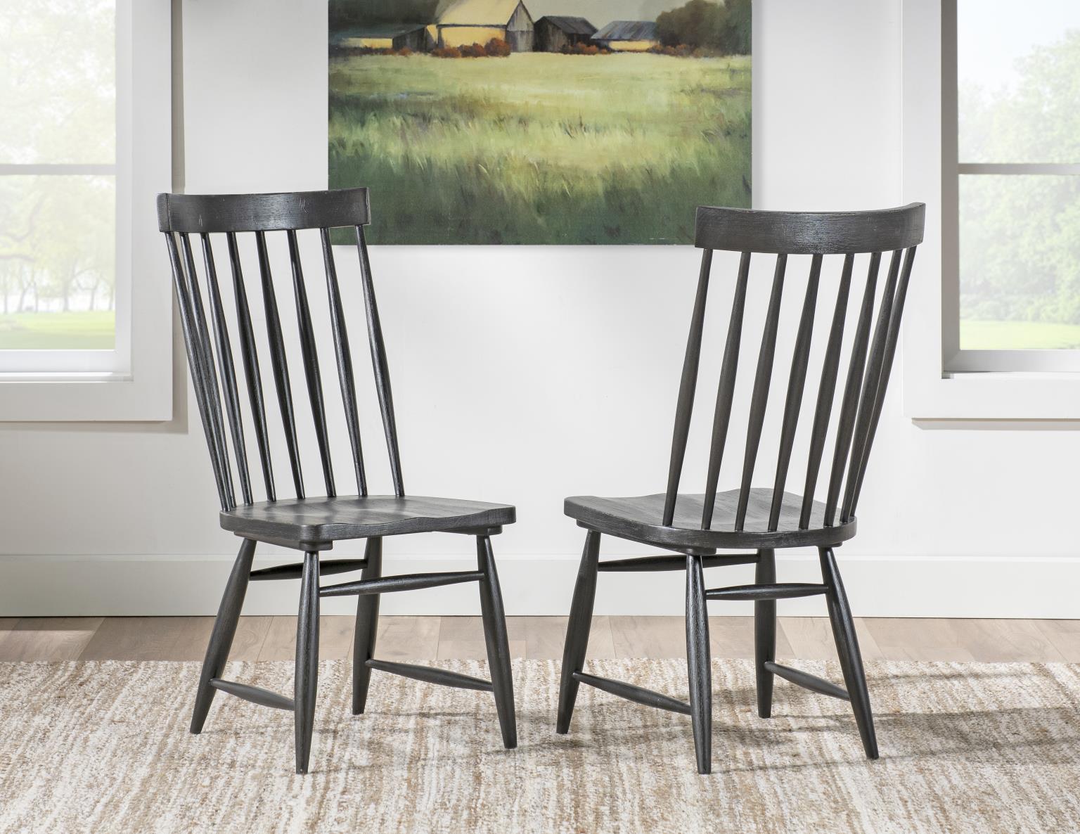 Vintage Market - Windsor Side Chair With Tapered Spindles (Set of 2) - Kettle Black