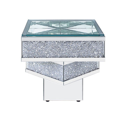 Noralie - 24" X 24" End Table - Mirrored & Faux Diamonds