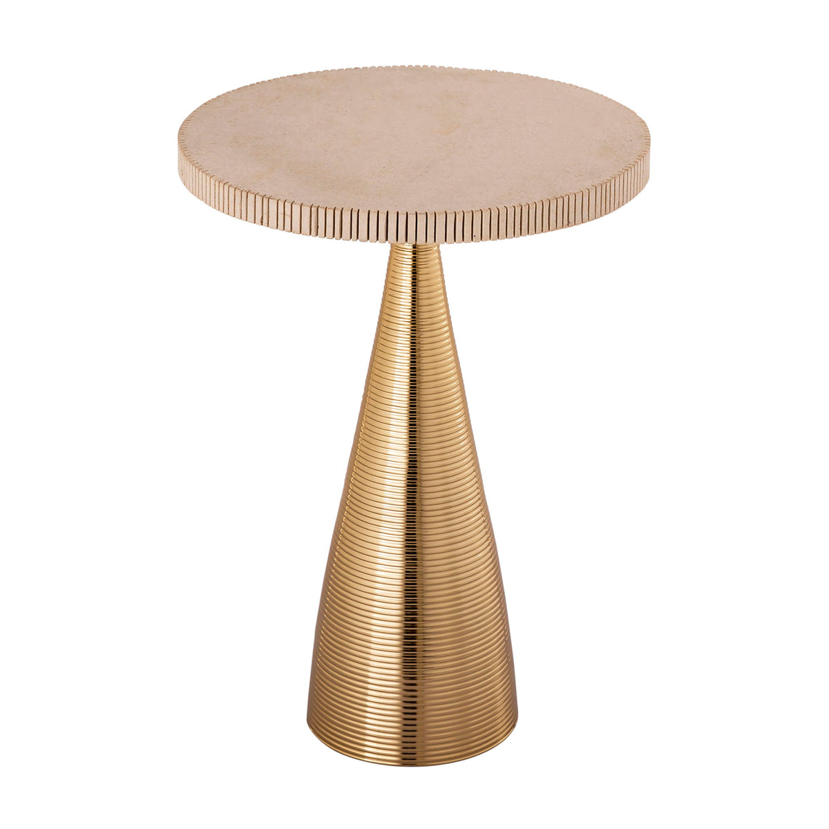 Celeste - Ribbed Side Table - Beige