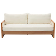 Modern 3 Seater Sofa With Wood Armrests