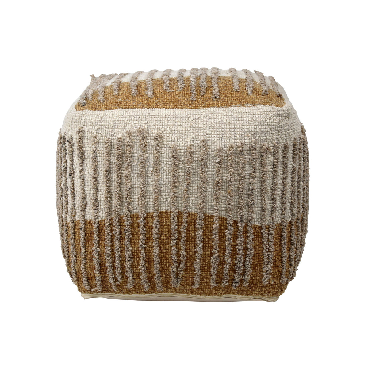 Eugene - Pouf - Dark Mustard And Beige