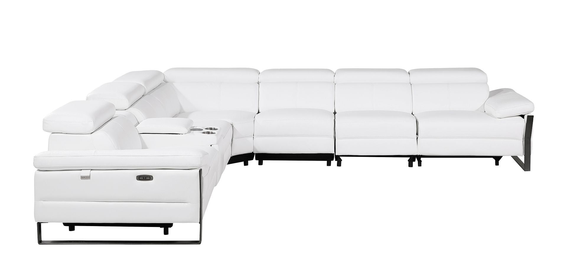 1246 - 7-Piece L-Shaped Modular Power Reclining Sectional With 4 Power Recliners And Power Headrests