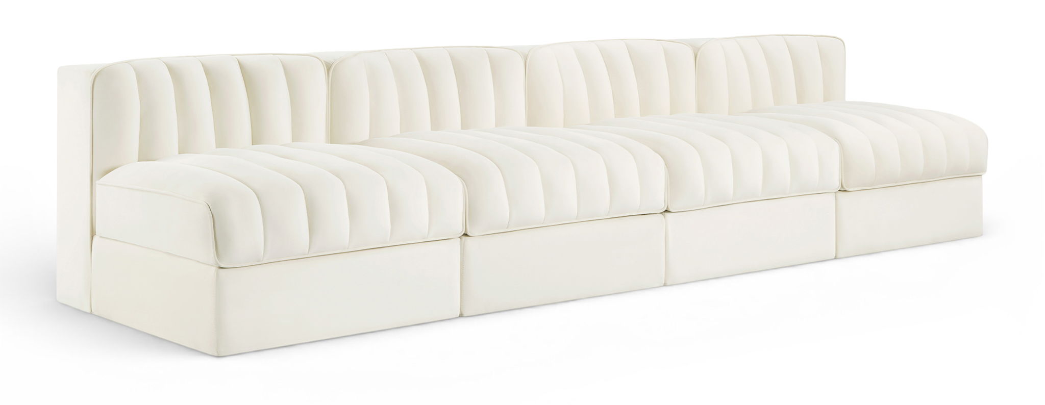 Rummi - Armless Velvet Performance Fabric Upholstered 4 Piece Modular Sofa